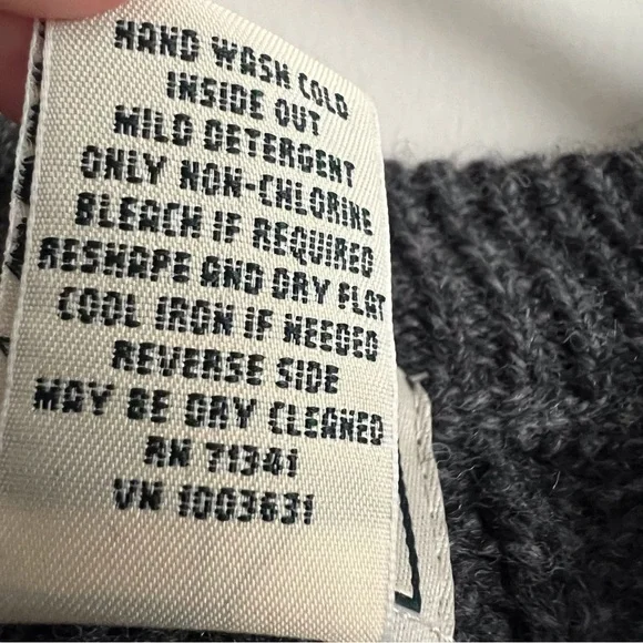 LL Bean Vintage Mens Lambswool Fishermans Sweater Dark Grey Preppy Grandpa Large